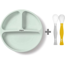 Babyono Silikona &scaron;ķīvis 1482/03 mint + elastīgas karotes 1066 DĀVANĀ!