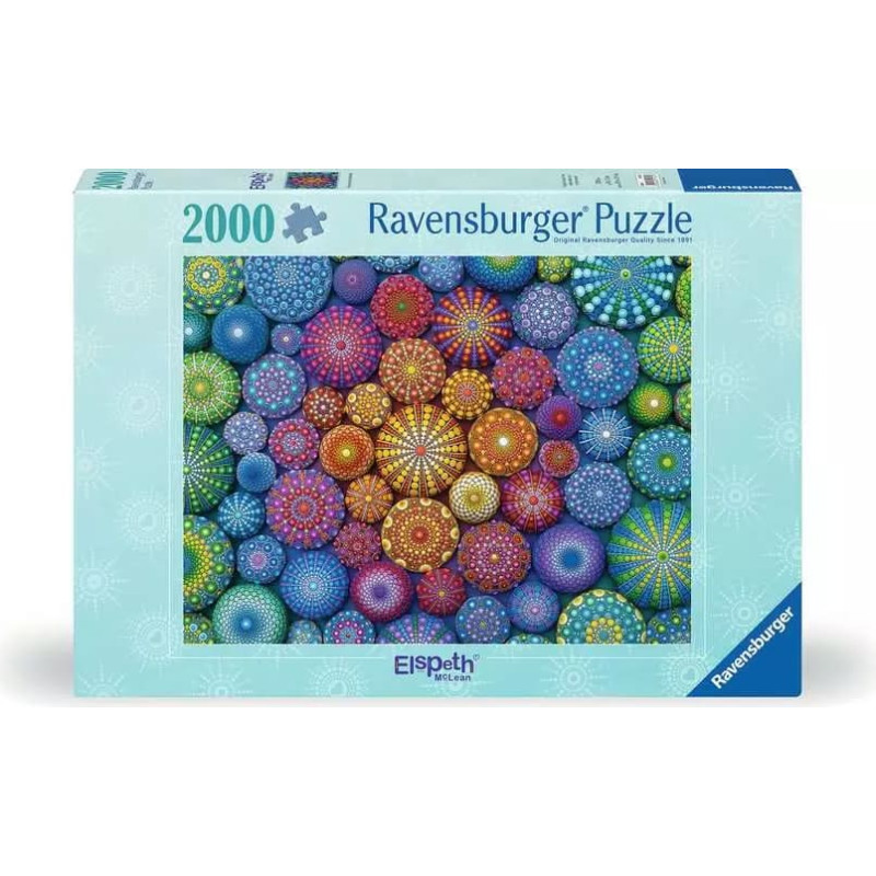 Ravensburger Puzzle Radiating Rainbow Mandalas 2000 Pc 17134
