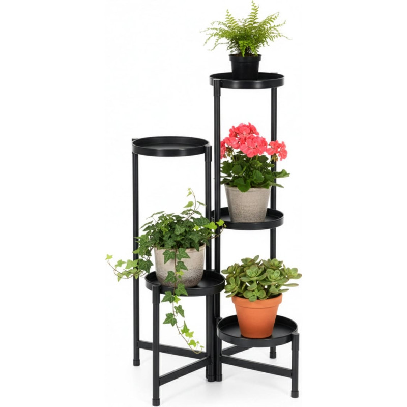 Springos Lilleseade 78,5 cm metallist lilleseade 5 riiuliga mitmetasandiline loft elutoale must