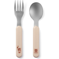 Babyono stainless steel spoon and fork cream 1065/03