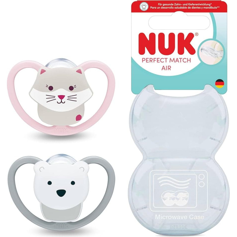 NUK 10176340 Perfect Match soother SI2 AIR CAT/POLARB 2 pcs.