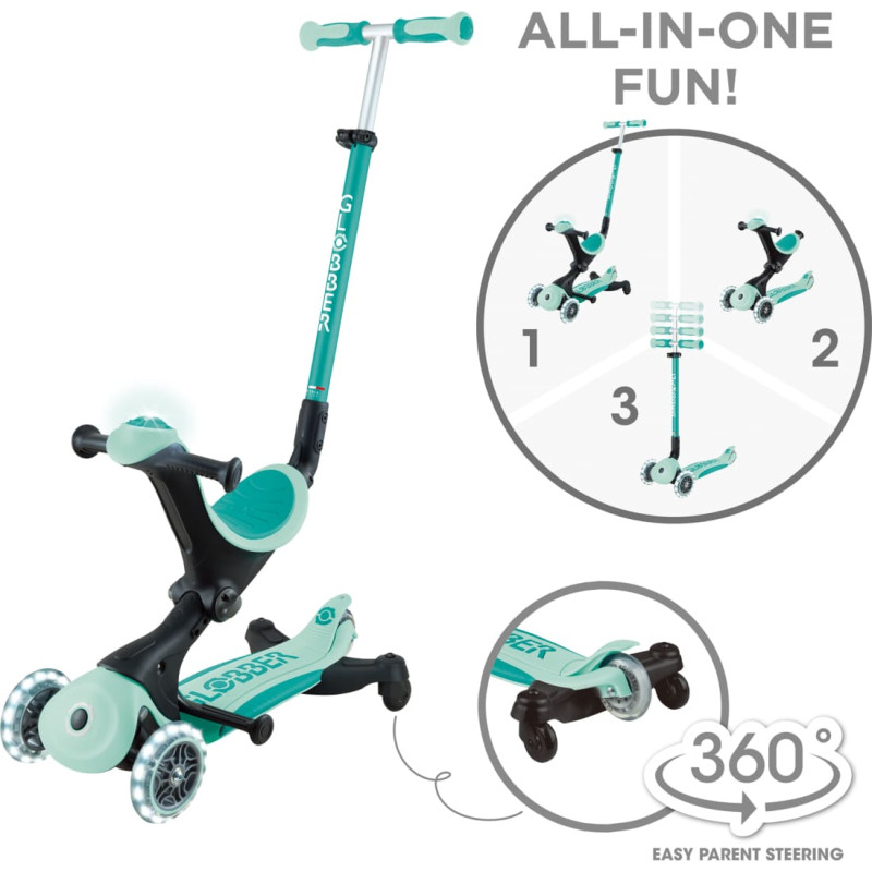Globber skrejritenis Go Up Deluxe Lights 360&deg;, piparmētru-pistāciju, 699-306