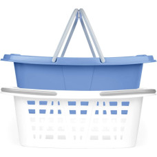 Beldray LA030450CRNFPEU7  Set Of Two Laundry Baskets, White/Blue