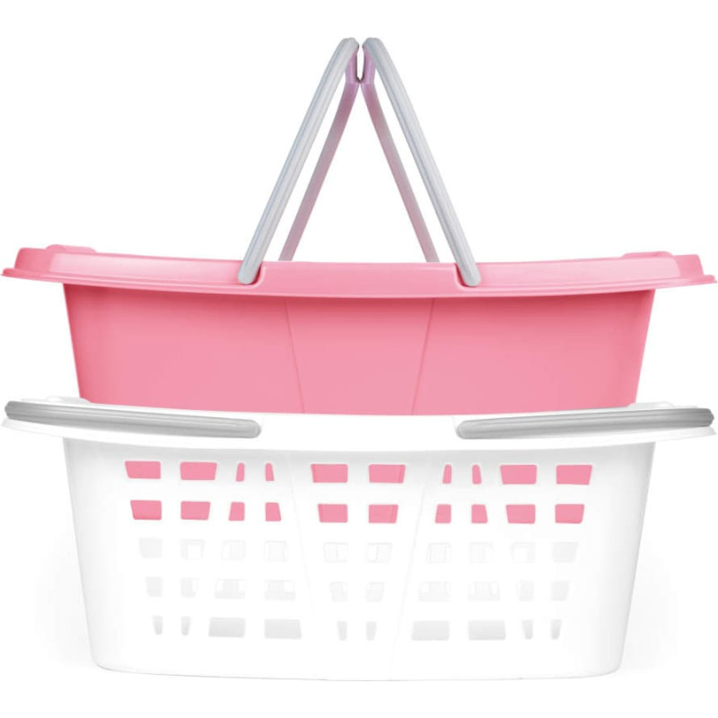 Beldray LA030450PNKFPEU7  Set Of Two Laundry Baskets, White/Pink