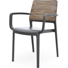 Keter Dārza kŗesls Deco Porto Armchair o&scaron;a koka tonis/pelēks