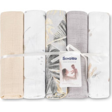 Sensillo TETRA DIAPER 70X80 5-PACK FLORAL GREY