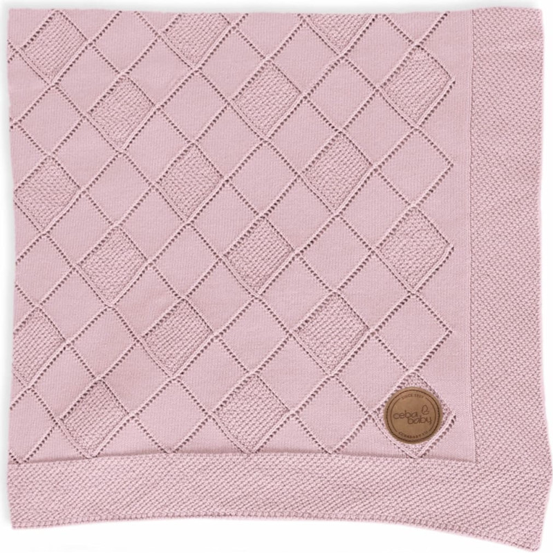 CEBABABY kootud puuvillane pleed kinkekarbis 90x90сm Rice strich pink W-812-118-130