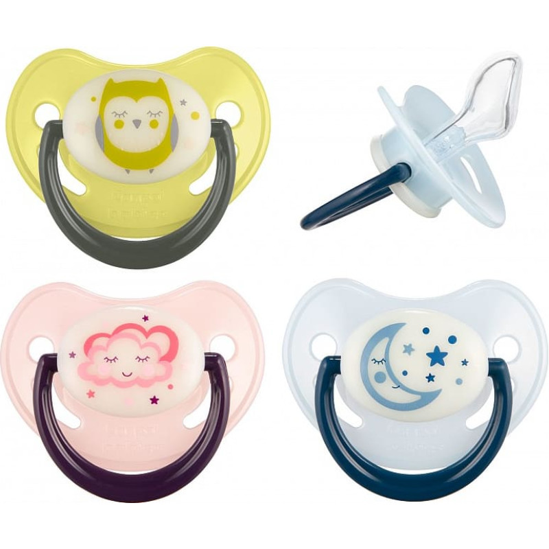 CANPOL BABIES Anatoomilise kujuga silikoonist lutt 0-6m Night Dreams 22/500