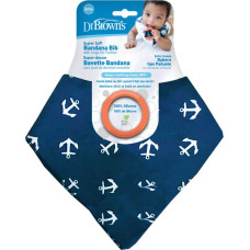 Dr.browns AC124 Bandana Bib w/ Teether, 1-Pack, Anchors (Blue with Orange Teether)