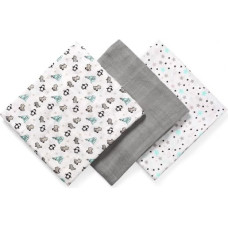 Babyono Art. 397/02 marlilappide komplekt, 3 tk, mustriga, 70 × 70 cm