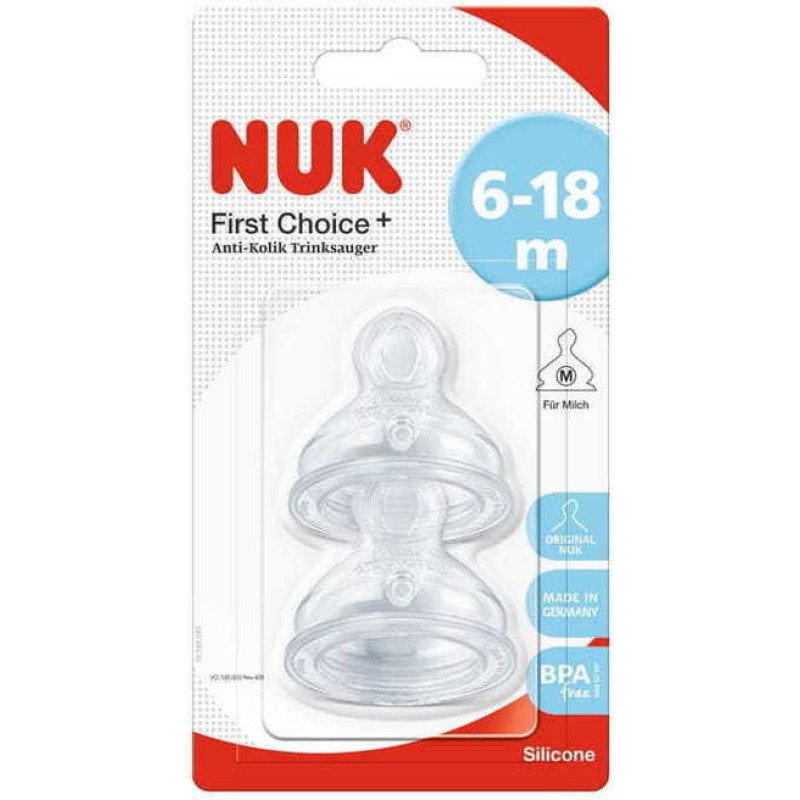 NUK 721265 BOTTLE teat SILCONE 6-18 M 2 PCS