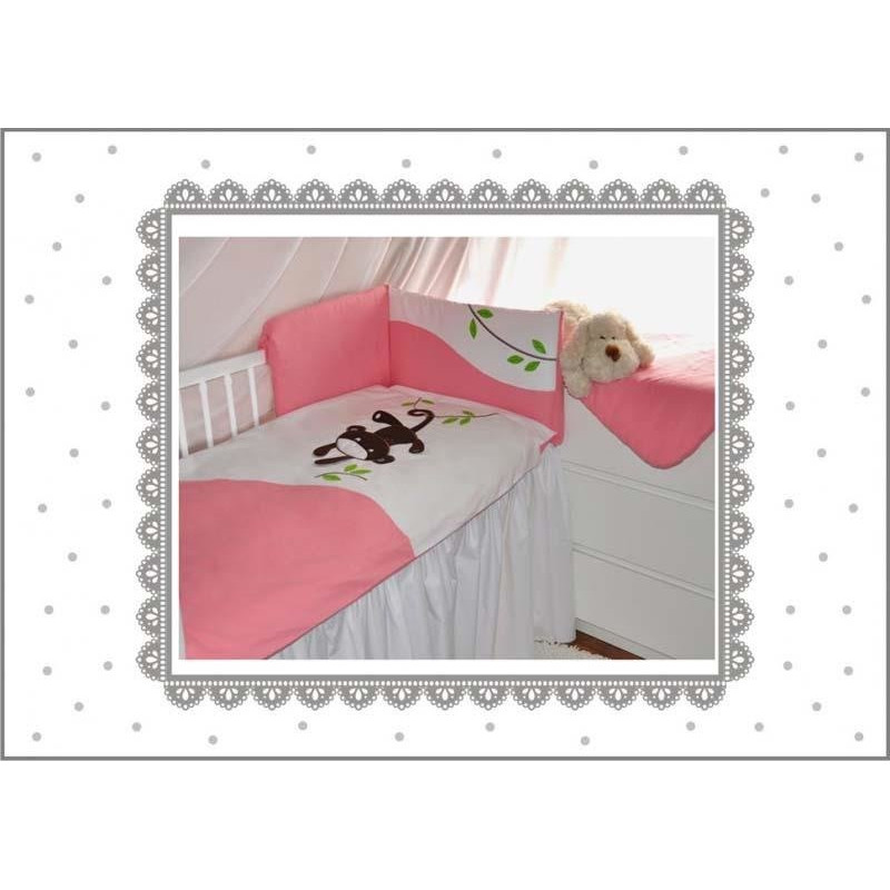 Belisima Baby Bedding set - 3 parts - 135/100/160 - MAŁPIE FIGLE - PINK ***