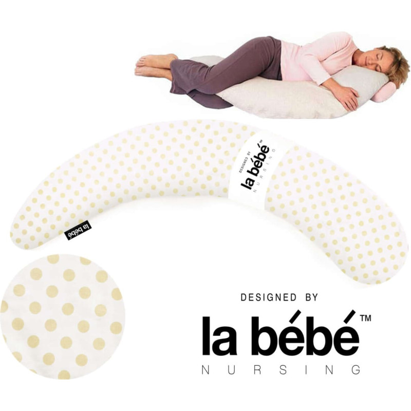 La Bebe ™ Moon Maternity Pillow Art.45002 Beige Dots Spilvens-pakavs grūtniecēm, ar polistirola pildījumu [2 pārvalki] 195cm