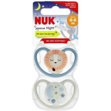 NUK 0215 SPACE NIGHT SILICONE pacifier 0-6 2PCS/BOX 530188, 730578