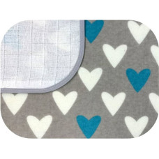 Ega Kids Swaddling blanket / Diper -21099 - two-layer - FLANNEL / TETRA - EGA - HEART - BLUE - size 80x80 cm