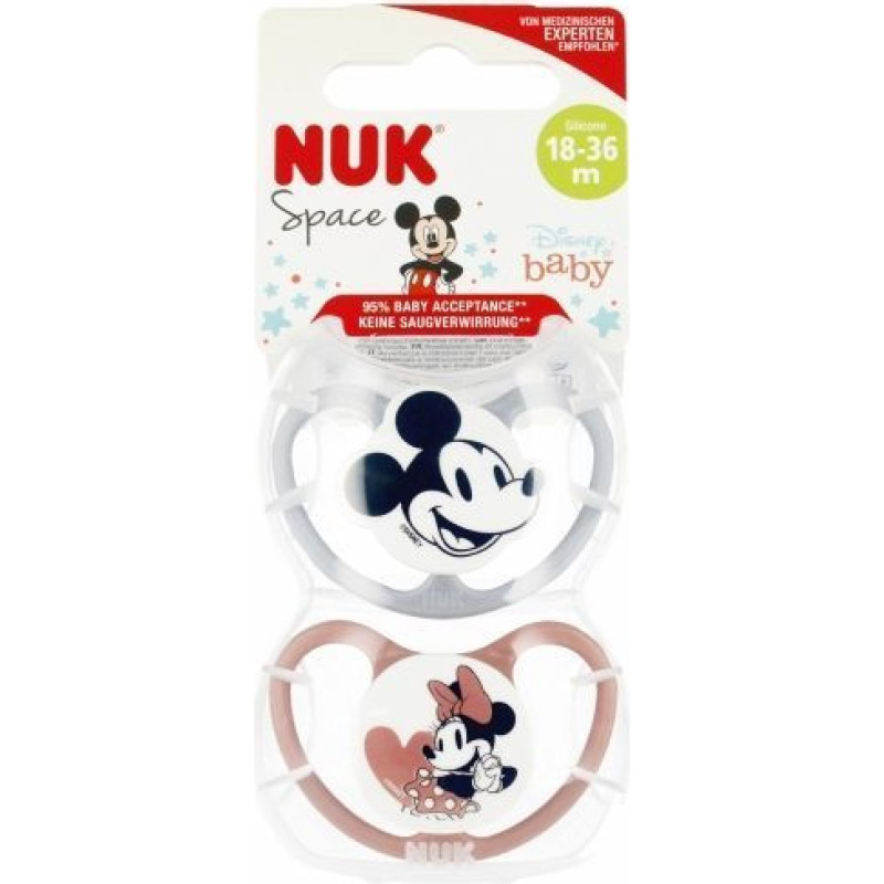 NUK 9851 SILICONE pacifier SPACE MICKEY MOUSE 18-36 2PCS/BOX 529114