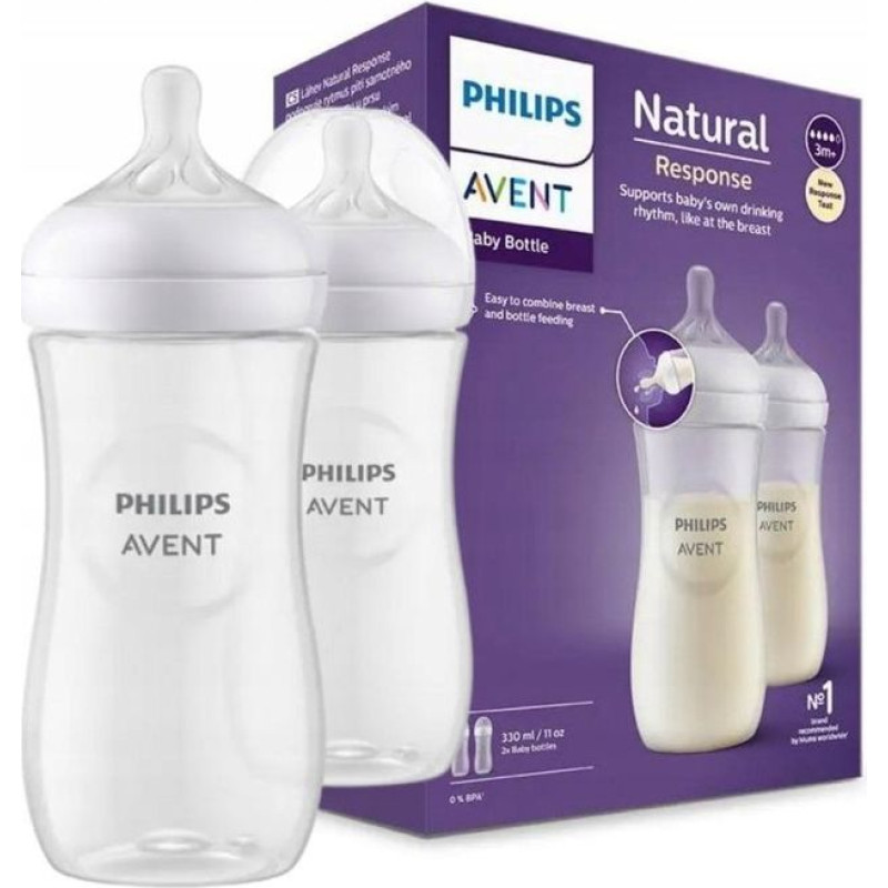 Philips Avent SCY906/02 RESPONSIVE BOTTLE NATURAL 2X330ML