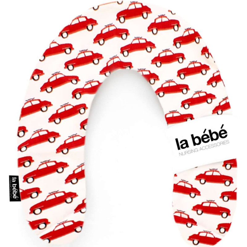 La Bebe ™ Rich Maternity Pillow Art.102773 Cars Red-White pakaviņš mazuļa barošana, gulēšanai, pakaviņš grūtniecēm 30x104 cm