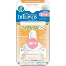 Dr.browns WN0201 Preemie Flow Wide-Neck Silicone Options+ Nipple, 2-Pack