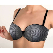 La Bebe ™ Lingerie Eco Cotton Art.119750 Gray Stripes  grūtnieču/barošanas krūšturis ar stingru atpogājamu bļodiņu un stabilu krūšu atbalstu