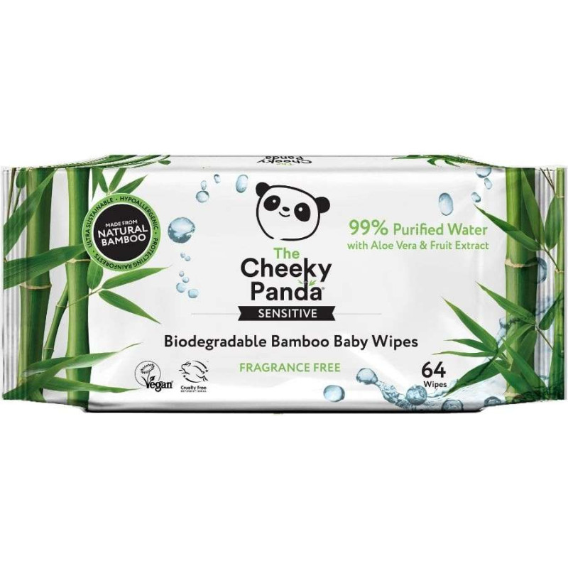 The Cheeky Panda Bamboo Baby Wipes Art.89927 Bērnu mitrās salvetes no dabīga bambusa,64 gab