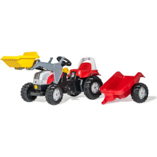 Rolly Toys rollyKid-X Traktor na Pedały czerwony z Łyżką i Przyczepą STEYR  Czerwony