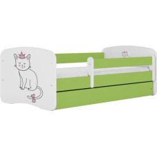 Kocot Kids Bed babydreams green cat with drawer with mattress 140/70