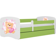 Kocot Kids Bed babydreams green teddybear butterflies with drawer with mattress 140/70