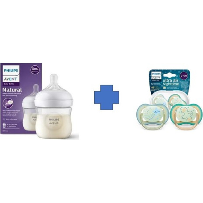 Philips Avent SCY900/01+SCF376/18 RESPONSIVE BOTTLE NATURAL 125ML + TEAT