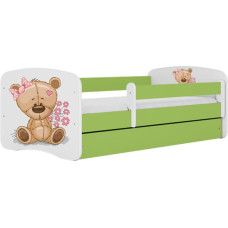 Kocot Kids Bed babydreams green teddybear flowers without drawer with mattress 140/70