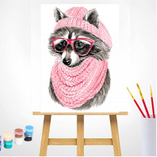 TSVETNOY Набор для рисования по номерам 30x40см Raccoon with Glasses, ME1108e