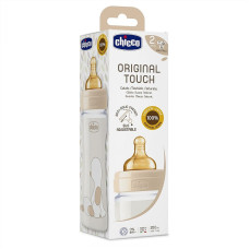 CHICCO Original Touch Lutipudel 250ml, 0m+. Lateks, klaas