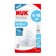 NUK FIRST CHOICE Plus pudelilutt silikoonist Flow Control 6-18m, 1tk., SA55 10721328