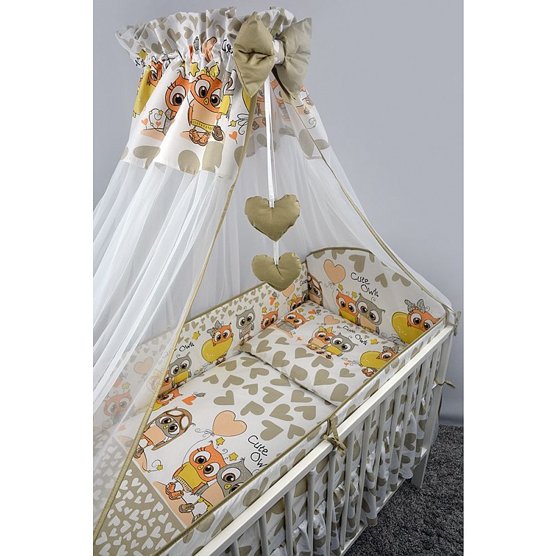 ANKRAS OWLS AND HEARTS Voodipesu komplekt 2 eset,  120x90сm beige