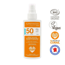 ALPHANOVA SUN orgaaniline monoi lõhnaline veekindel mineraalsete filtritega päikesekaitse sprei SPF50, 125 ml ASUN50SPEXPORT