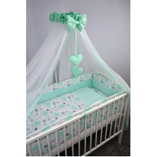 ANKRAS MINT CLOUDS ON WHITE /MINT MINKY Voodipesu komplekt 6 eset 120x90/360сm