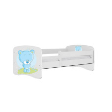 KOCOT KIDS võrevoodi + madrats komplektis BABYDREAMS white Blue teddybear 140x70cm