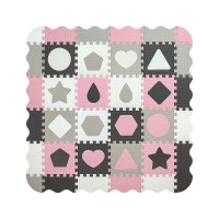 MILLY MALLY Pehme pusle-mat 148x148cm Jolly 4x4 Shapes - Pink Grey