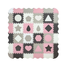 MILLY MALLY Pehme pusle-mat 148x148cm Jolly 4x4 Shapes - Pink Grey