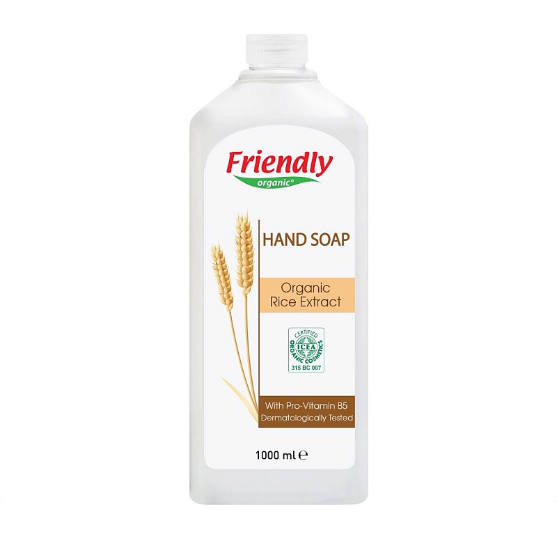 FRIENDLY ORGANIC orgaaniline niisutav vedelseep riisiekstraktiga TÄITEPAKEND 1000 ml FR0430