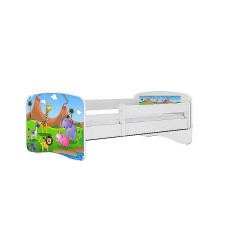 KOCOT KIDS lapsevoodi + madrats komplektis BABYDREAMS white Safari 180x80cm