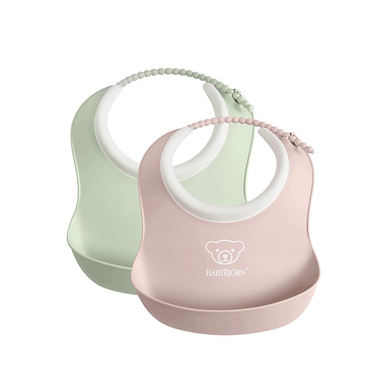 BABYBJORN SMALL BIB pudipõll  2tk. 4m+, Powder Green / Powder Pink  052043