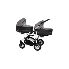 Kaksikute vanker-jalutuskäru BABYACTIVE TWINNI PREMIUM SILVER, 09 valge raam