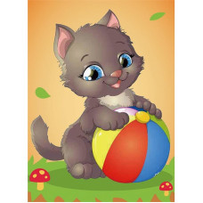 TSVETNOY diamond mosaiik 17x22сm Kitten with a Ball, X007e