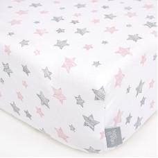 CEBABABY Jersey  kummiga voodilina  120x60сm Pink Stars W-823-076-604