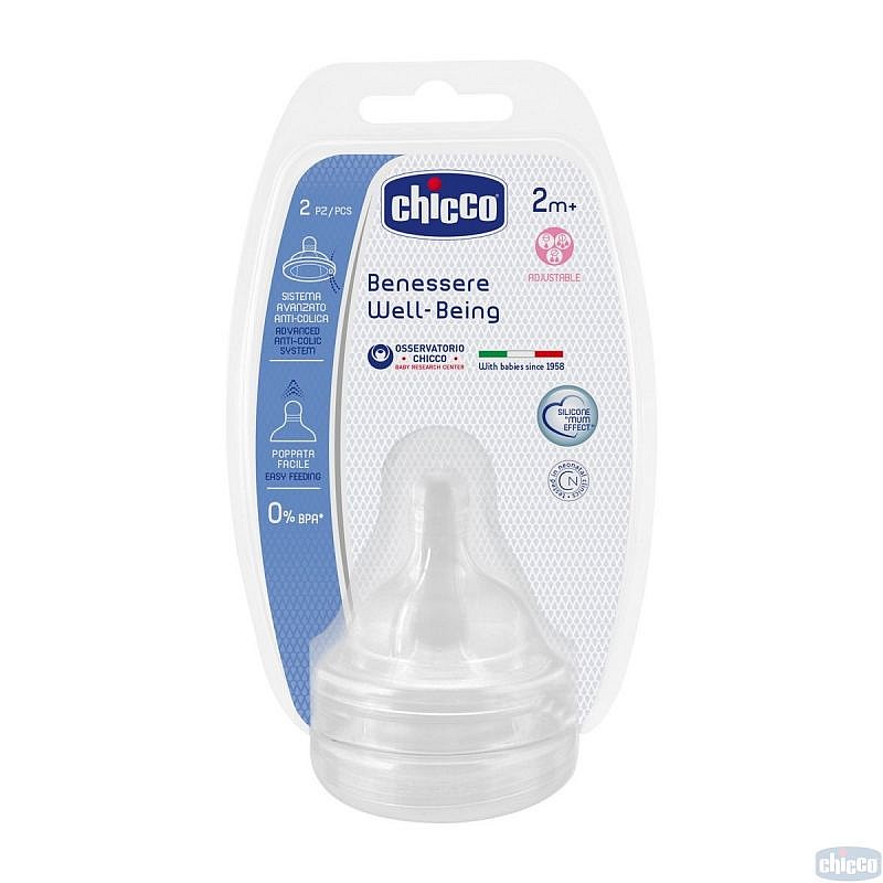 CHICCO WELL-BEING silikoonist lutt  2M+, 2tk., 20823.20