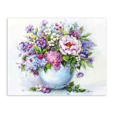 TSVETNOY diamond mosaiik 40x50cm Delicate flowers in a white vase, LG147e