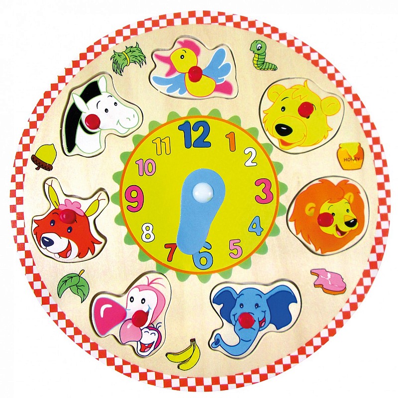 BINO Puitpusle CLOCK Animals 7tk. 10m+ 88062