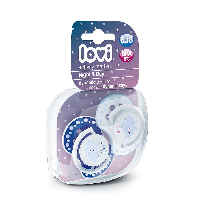 LOVI NIGHT&DAY BOY silikoonist lutt 6-18m dünaamiline. 2 tk. 22/811 elevandi