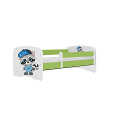 KOCOT KIDS võrevoodi + madrats komplektis BABYDREAMS green Raccoon 160x80cm